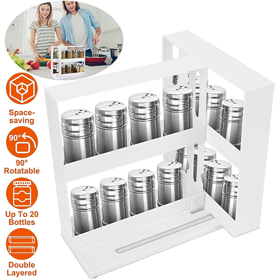 GBruno 2-Tier Swivel Cabinet Organizer Rack