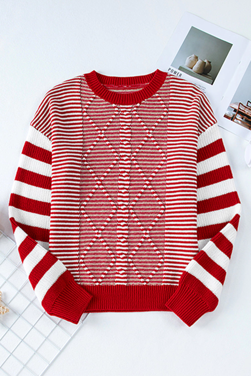Threaded Pear Women's Emily Stripe Textured Sweater