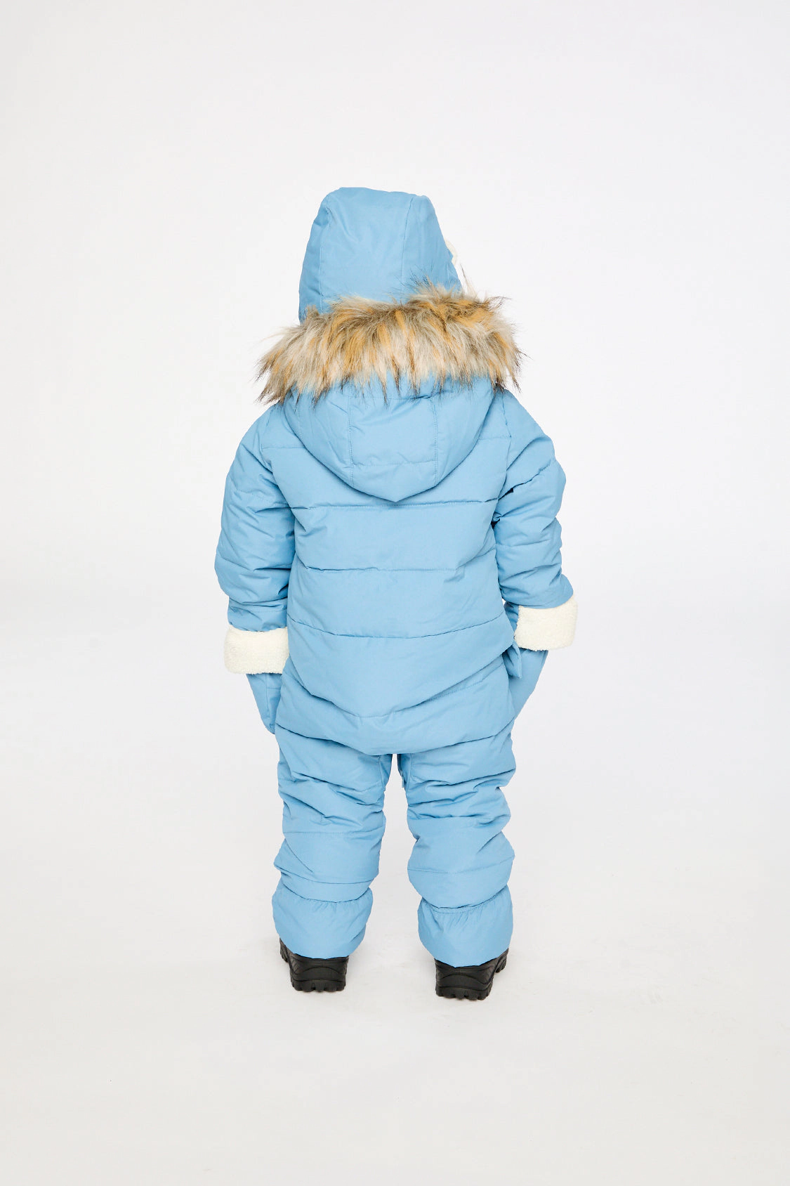 Deux par Boys Snug One Piece Snowsuit Adapted for Car Seats with Faux Fur-Trimmed Hood