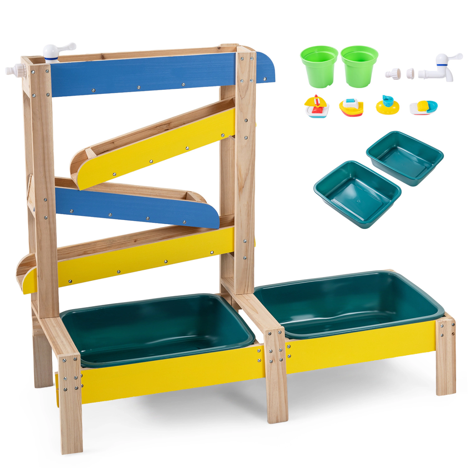 LJG Sand and Water Table for Toddlers with 2 Water Basins