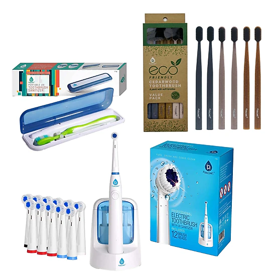 Pursonic Unisex Oral Care Bundle: RET200 Electric Toothbrush, Cedarwood Toothbrushes & UV Toothbrush Sanitizer Set