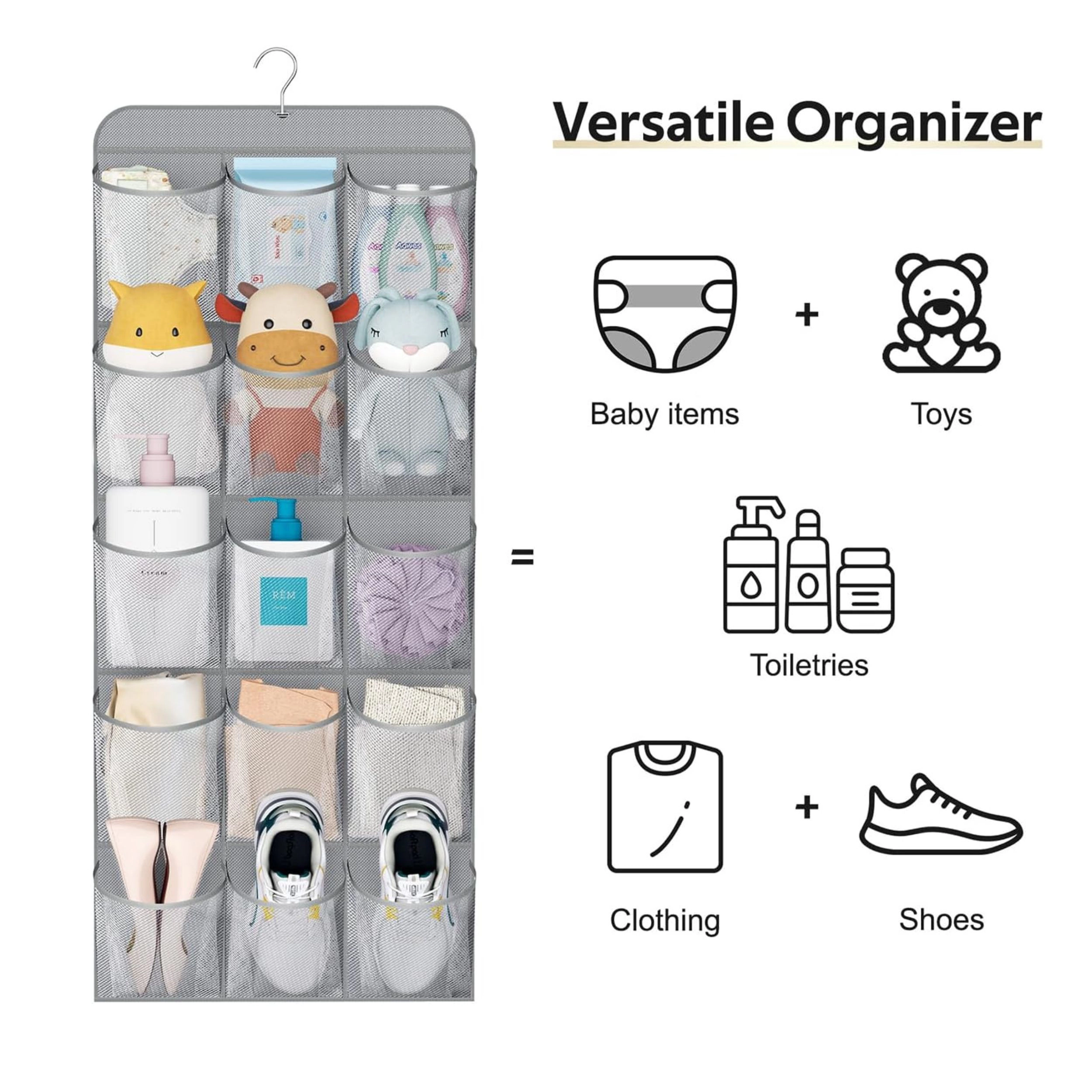 Stock Preferred 30 Pocket Dual Sided Hanging Shoe Organizer with Rotating Hanger