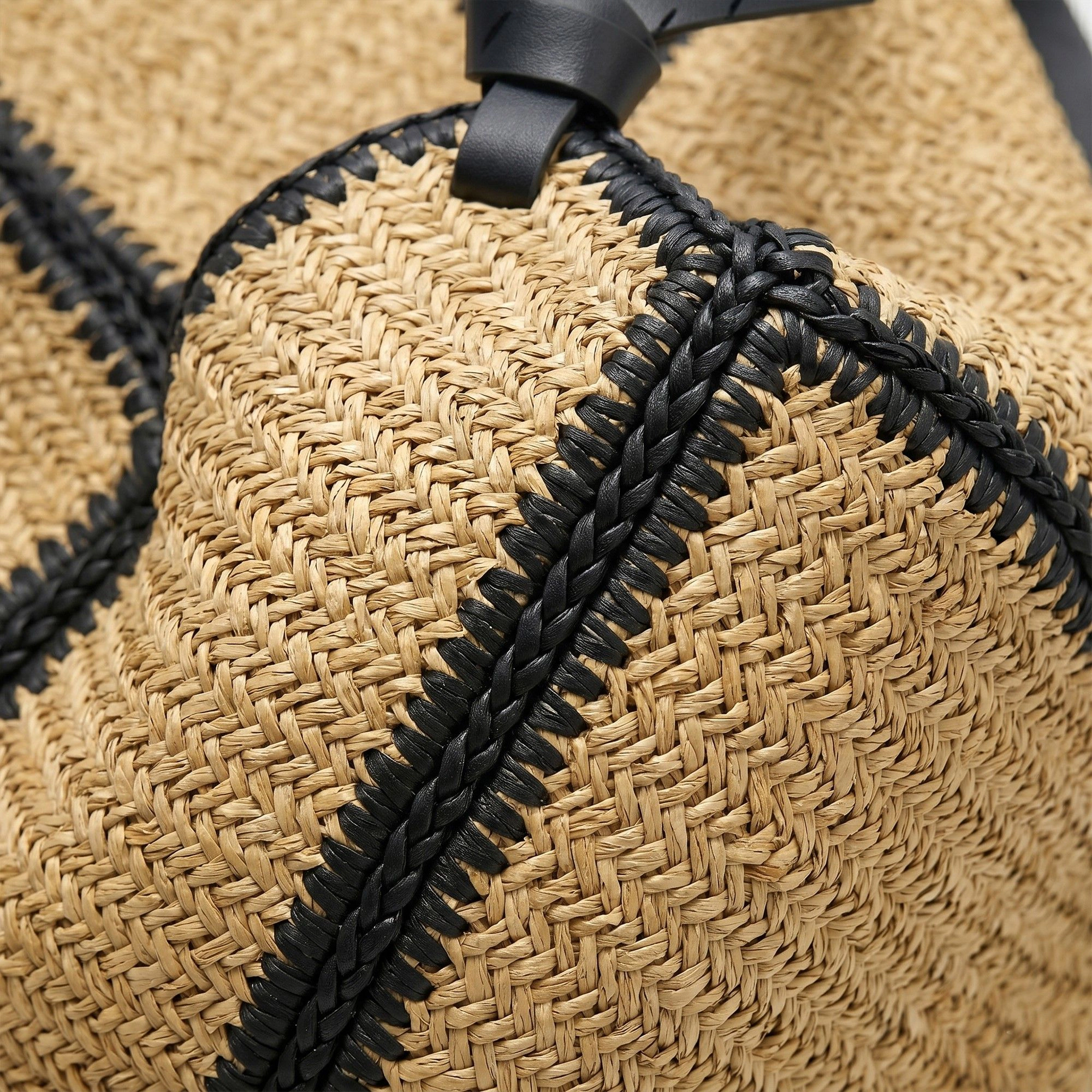 Alilang Women's Woven Crochet Hobo Bag with Contrast Trim Slouchy Shoulder Handbag Lightweight Knit Tote