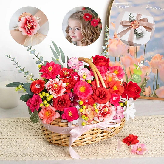PUPWE 210Mini Silk Flower Heads Bulk Craft Petals Decoration  Purple