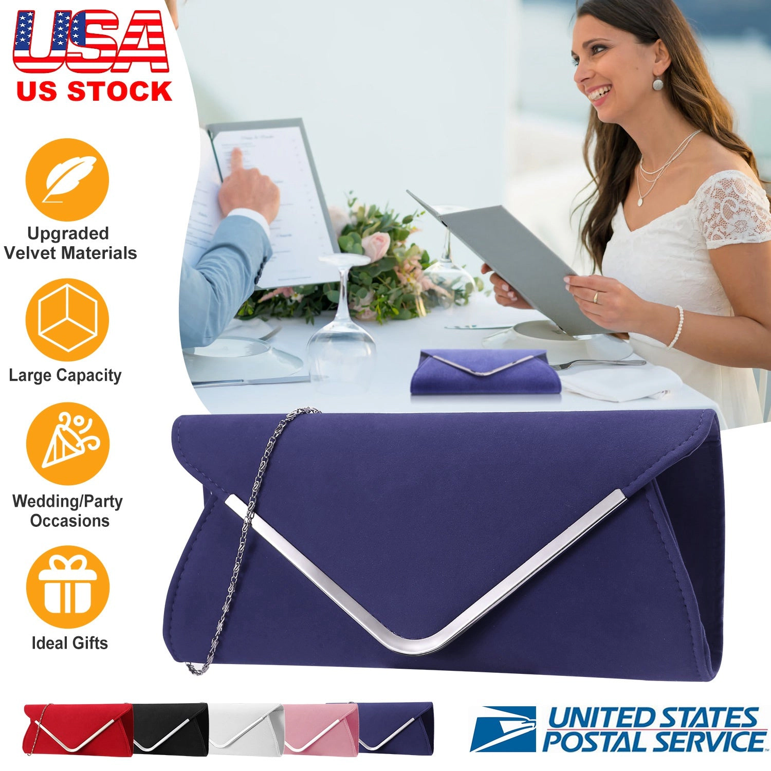 GBruno Velvet V-Shaped Envelope Clutch Bag