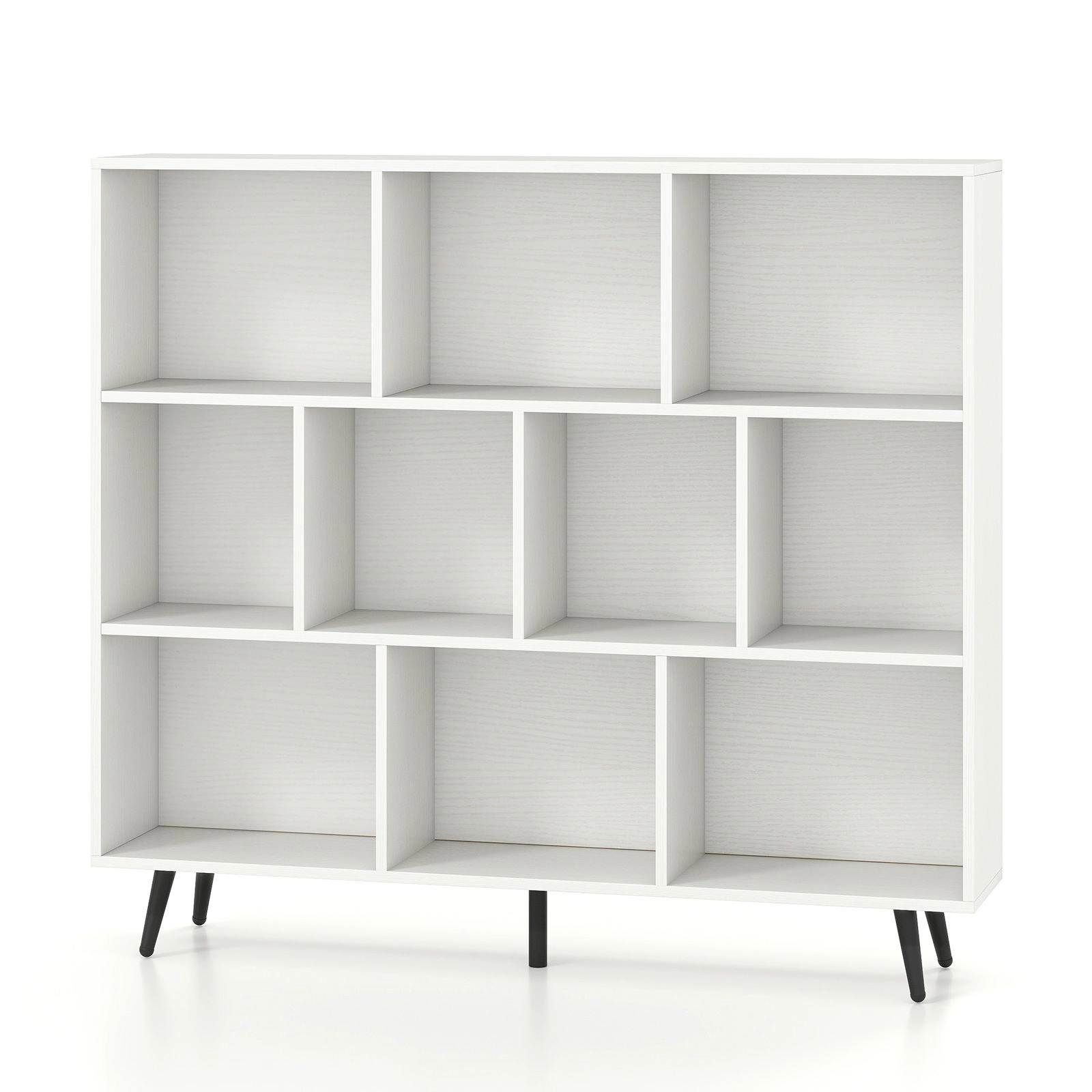 SlickBlue Modern 10-Cube Bookcase with 5 Metal Legs and Storage