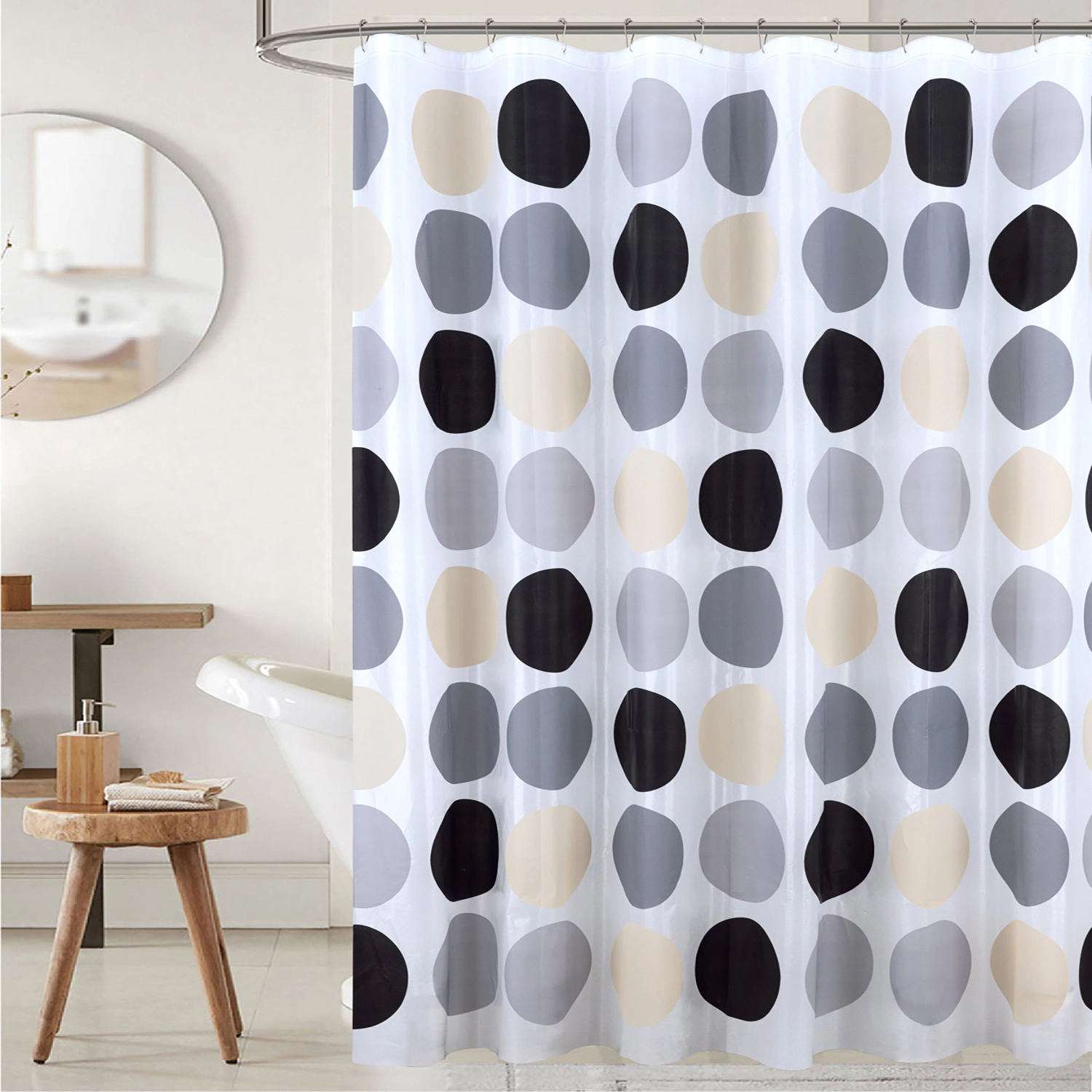 RT Designers Collection 90 GSM Printed Peva Glit Dorothy Shower Curtain 70" x 72" Charcoal