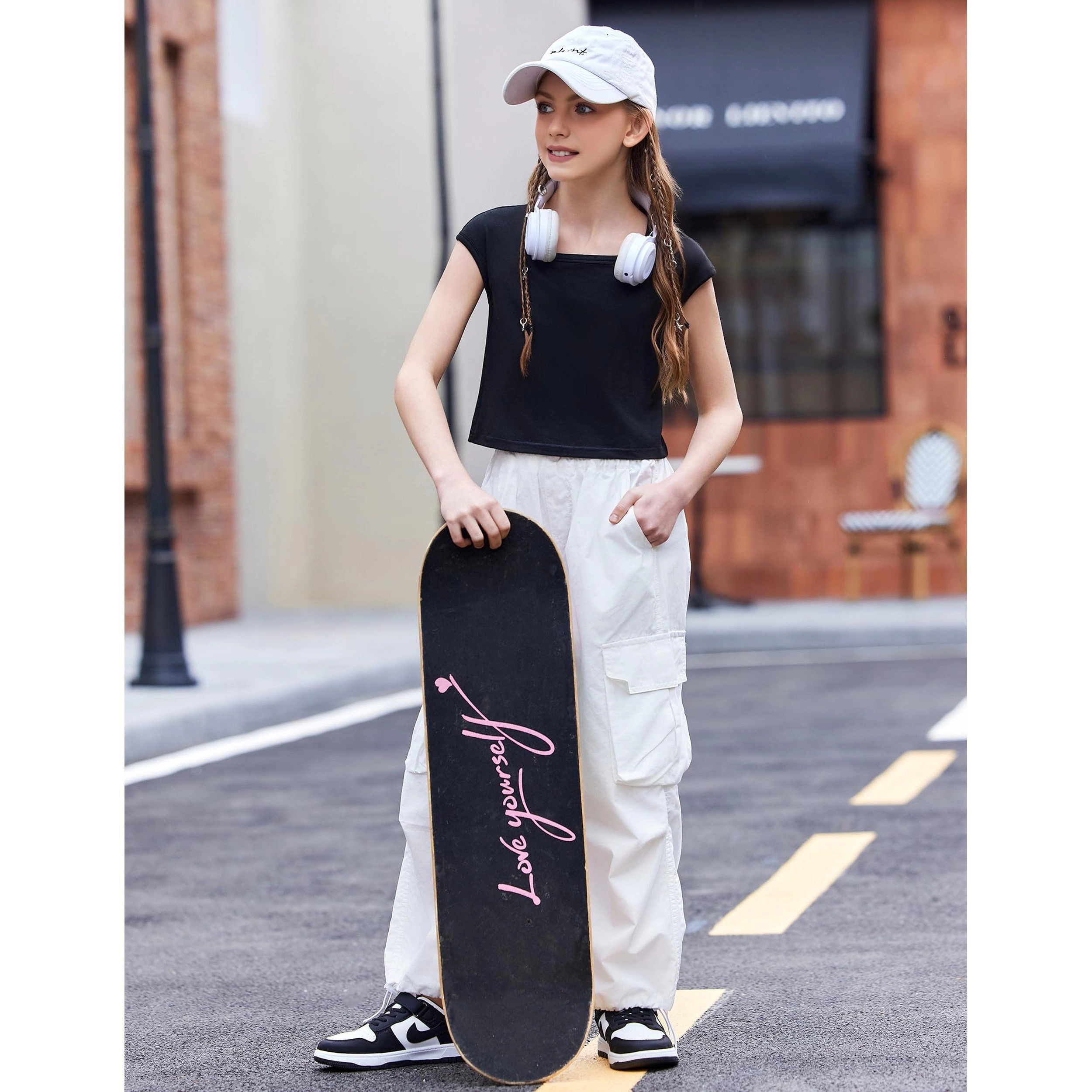 Arshiner Kids T Shirts Teen Girl Trendy Short Sleeve Crop Tops For Girls Square Neck
