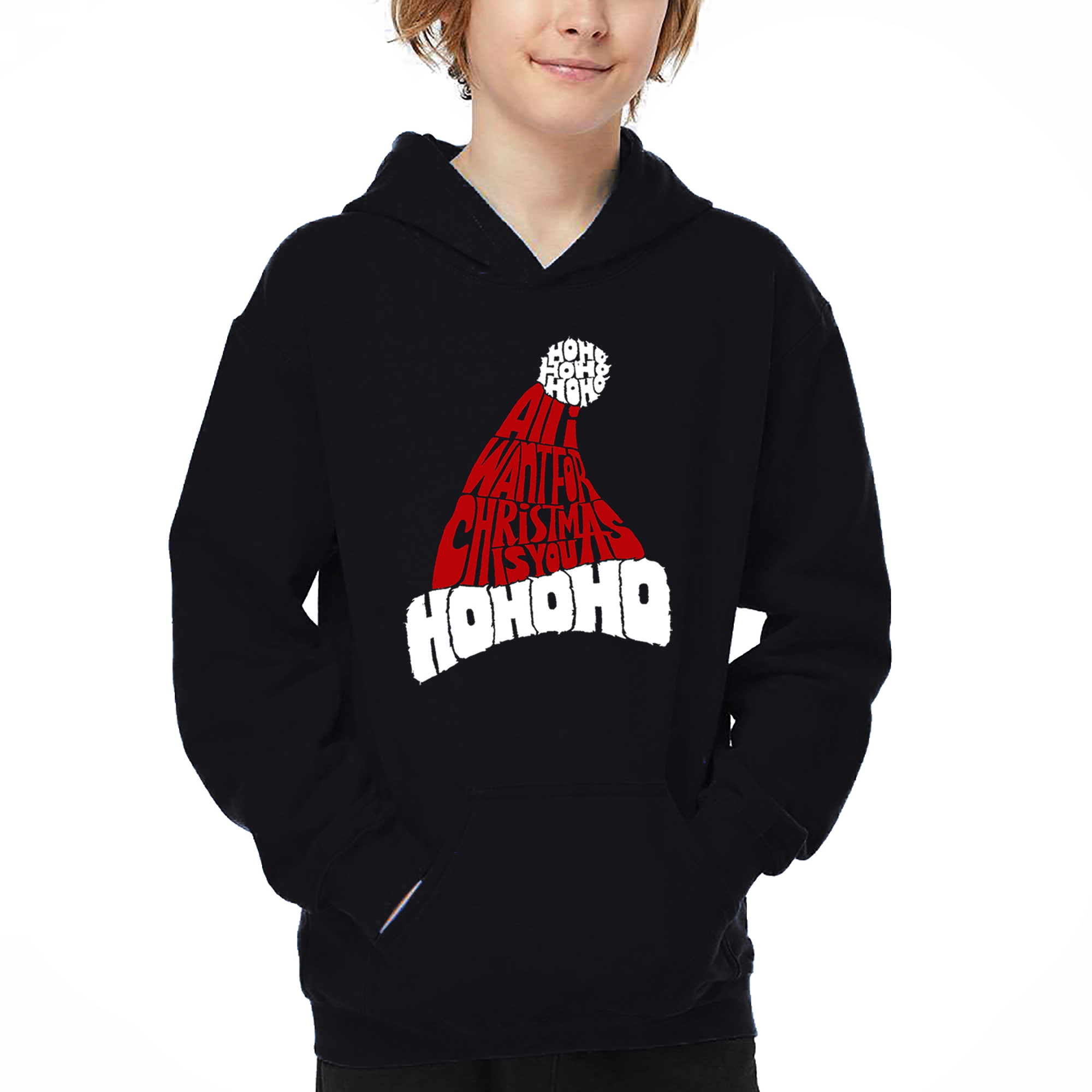 LA Pop Art Boy's Word Hoodie - All I Want For Christmas Is You