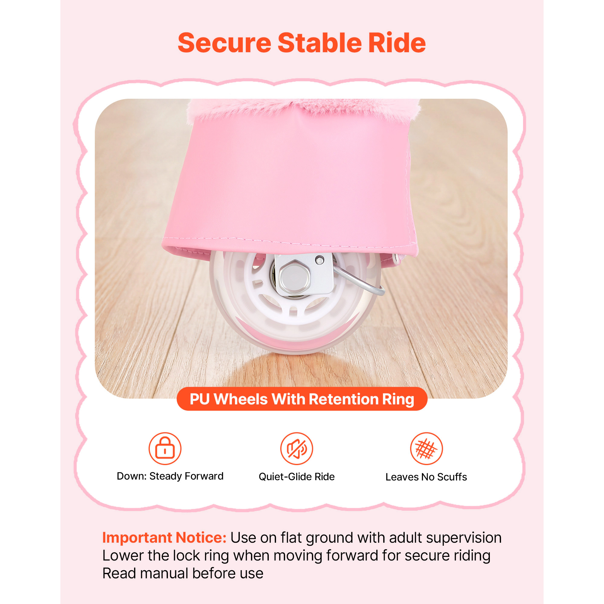HONGGE Ride On Unicorn Toy for Kids, Pink, Pedal-Powered, Anti-Roll Wheels, Ages 3-8, Holds Up to 110 lbs