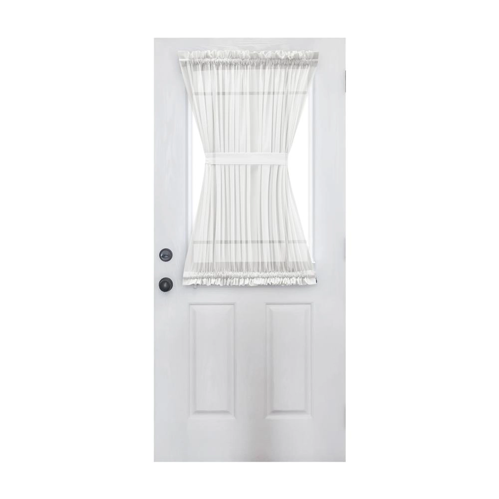 Ellis Curtain Shadow Stripe 1.5" Rod Pocket Semi Sheer Door Curtain Panel 40" x 72" White
