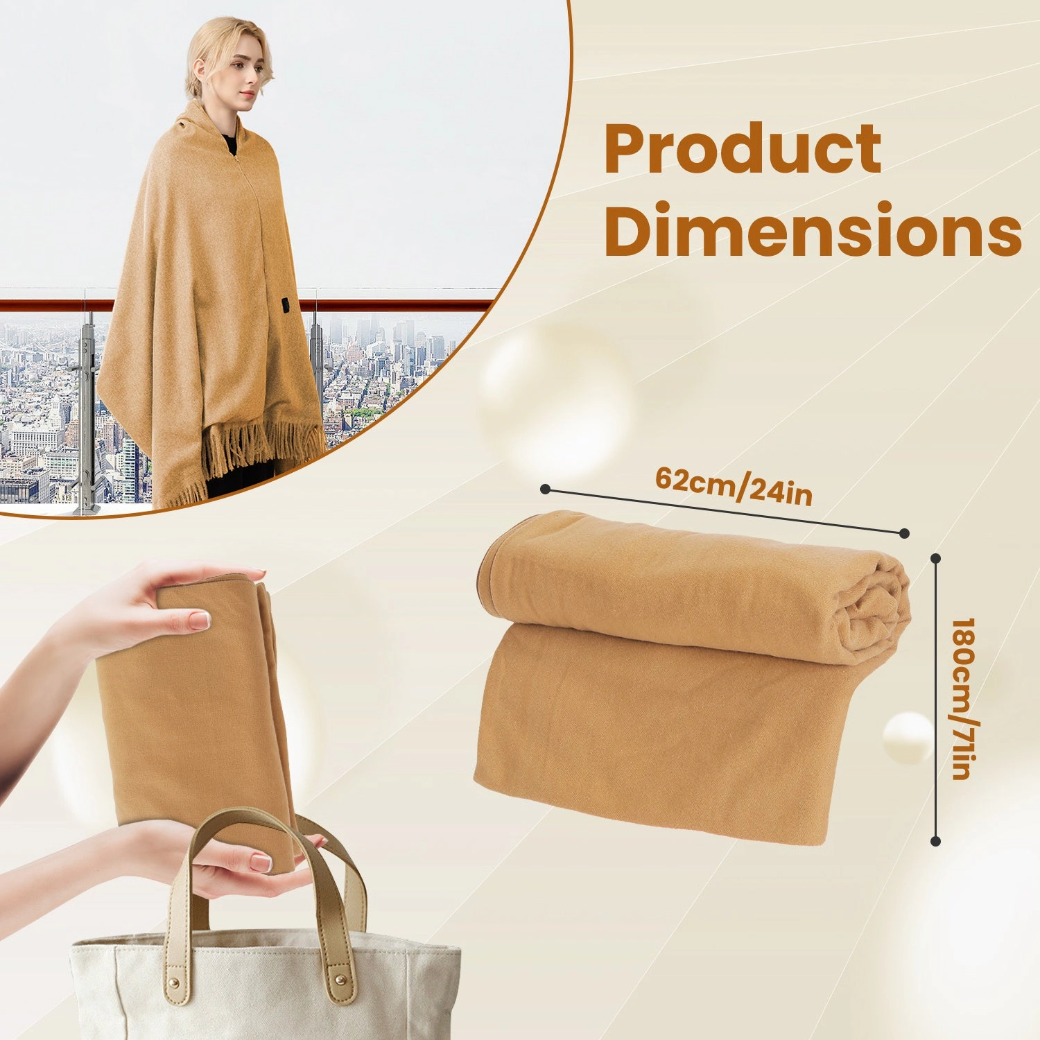 GBruno USB Heated Shawl With 3 Heating Levels