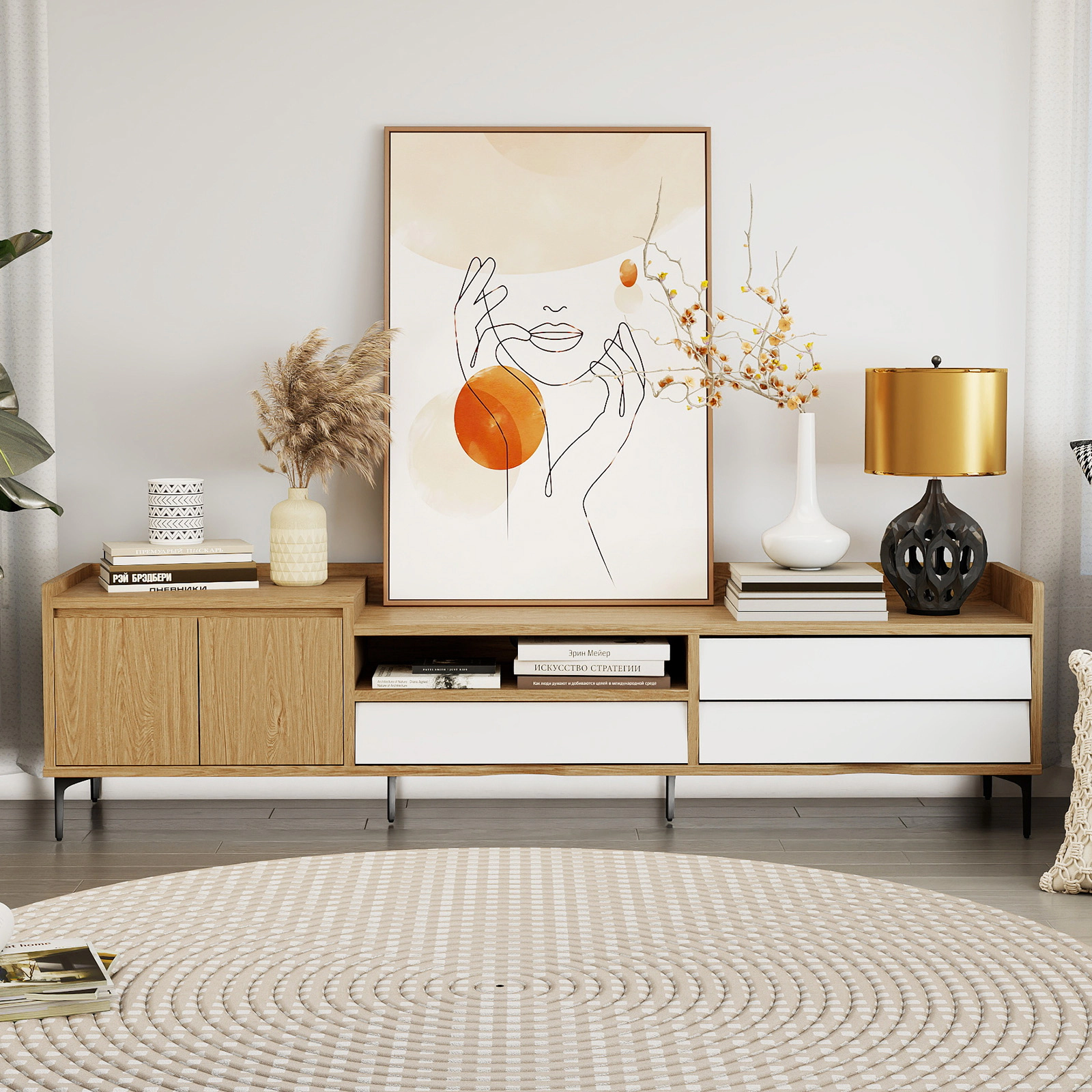 LJG TV Stand for TVs up to 80 Inch Mid Century Modern