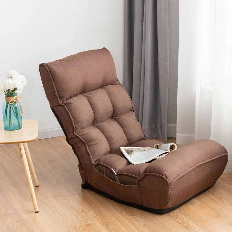 Hivvago 4-Position Adjustable Floor Chair Folding Lazy Sofa With Side Pocket