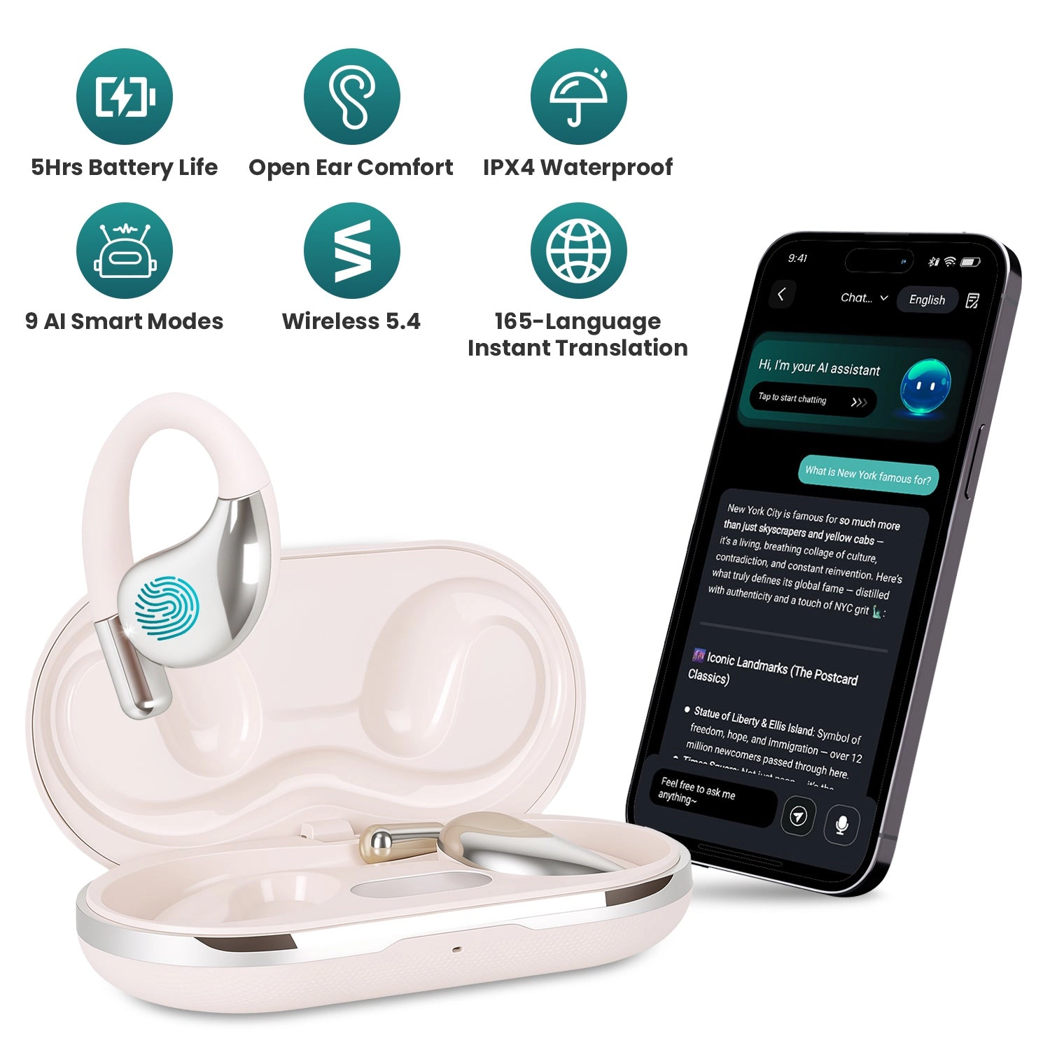 GBruno AI Translation Earbuds With Charging Case