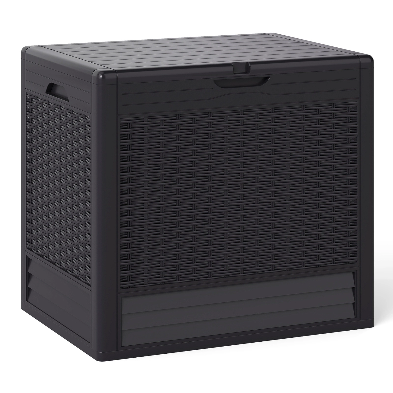 SUGIFT 25-gal 180-lb Capacity Brown All-Weather PP Outdoor Storage Deck Box with Lockable Lid and Rattan Texture
