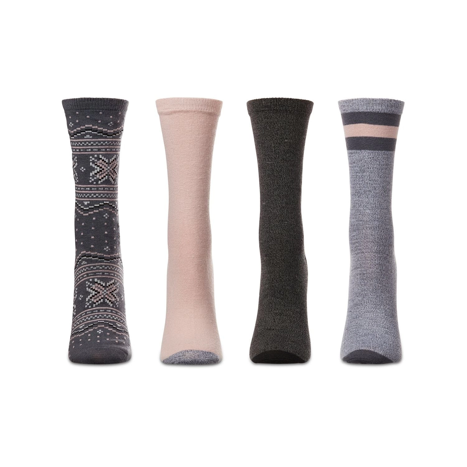 MeMoi Women's 4 Pair Pack Fairisle Buttersoft Crew Socks