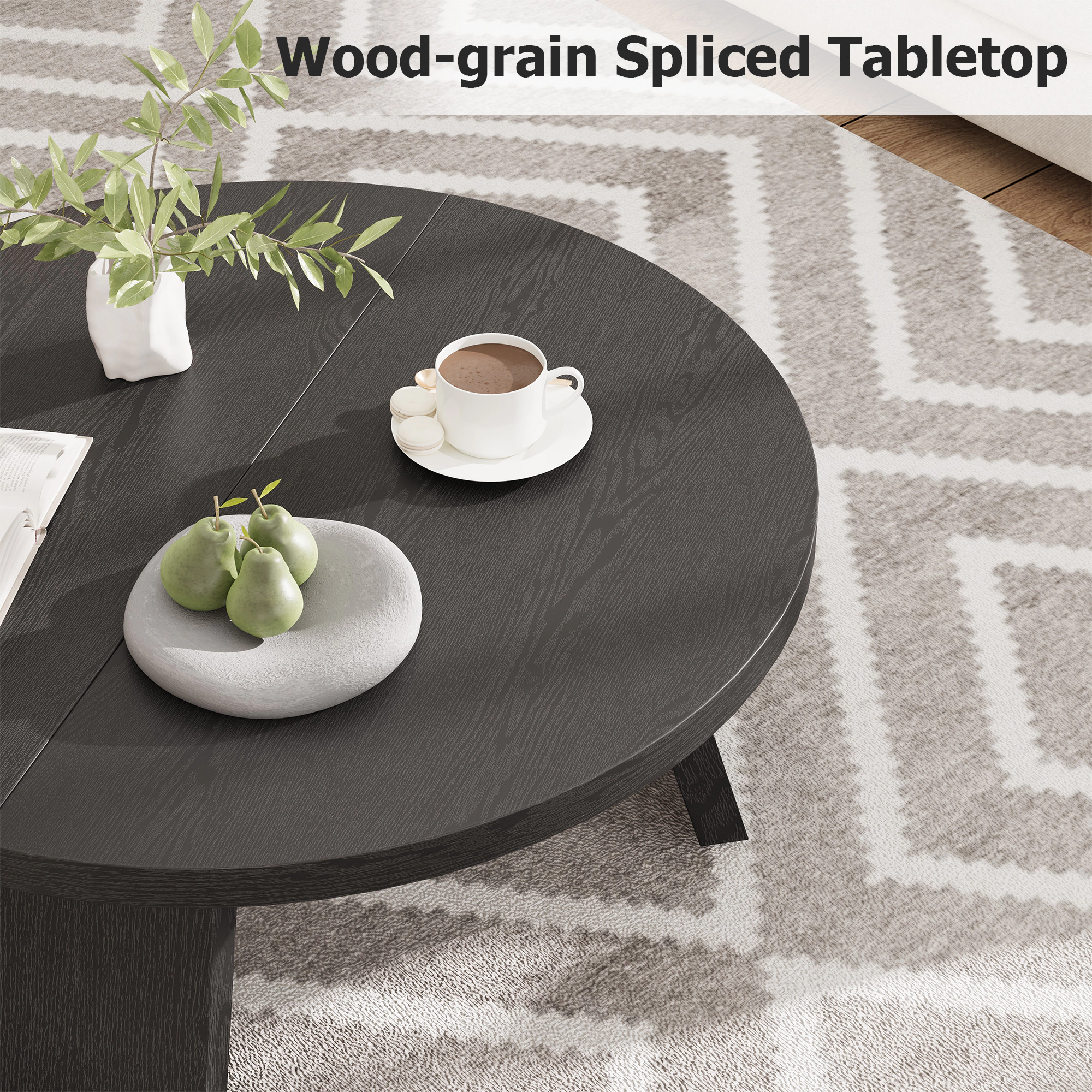 BebreezChic 33.5" Modern Round Coffee Table for Living Room, Light Oak Wood Circle Center Small Spaces