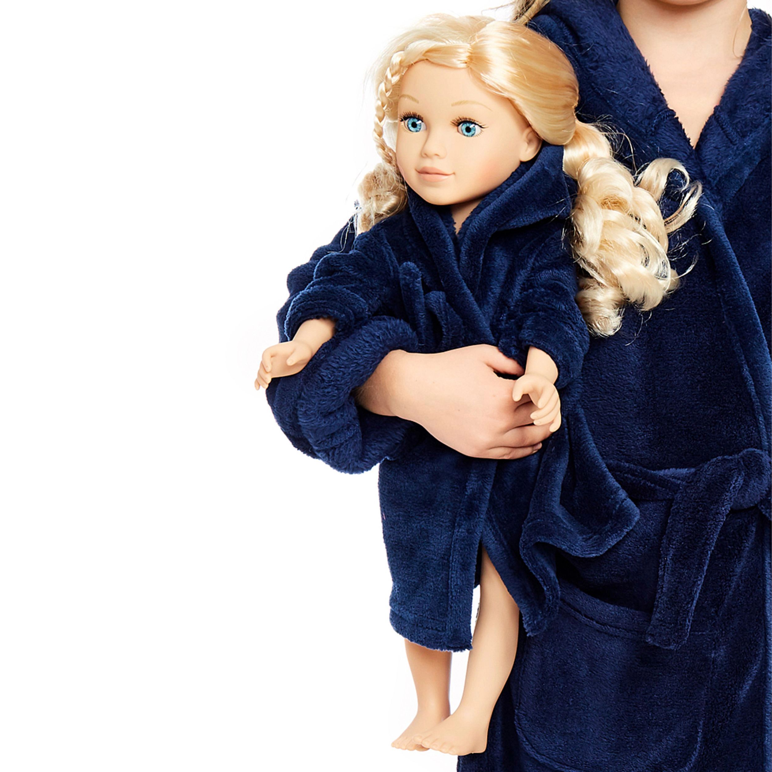 Leveret Girl & Matching Doll Solid Fleece Hooded Robe Set