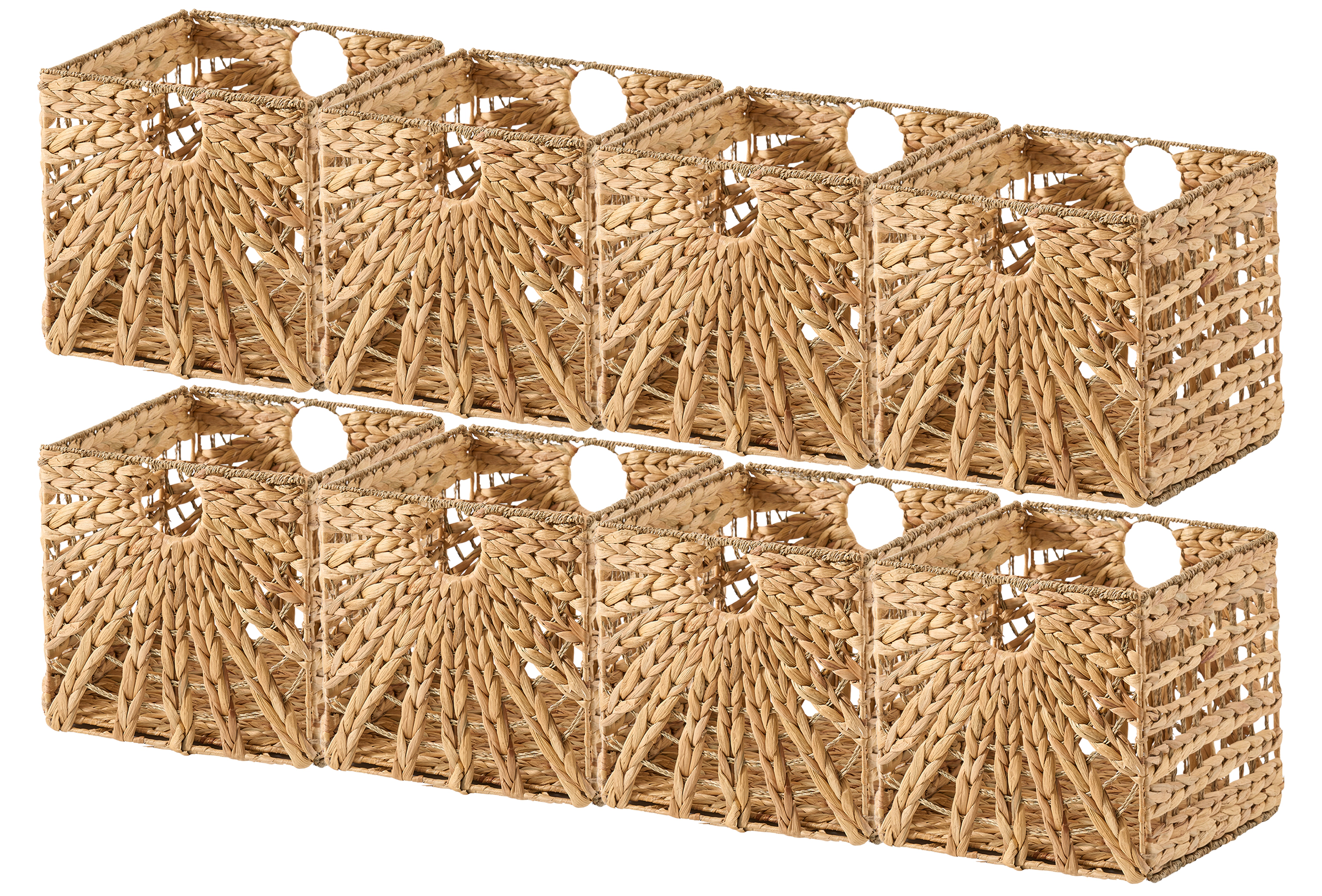 Ornavo Home 13 x 13 Inches Water Hyacinth Seagrass Storage Basket - Set of 8