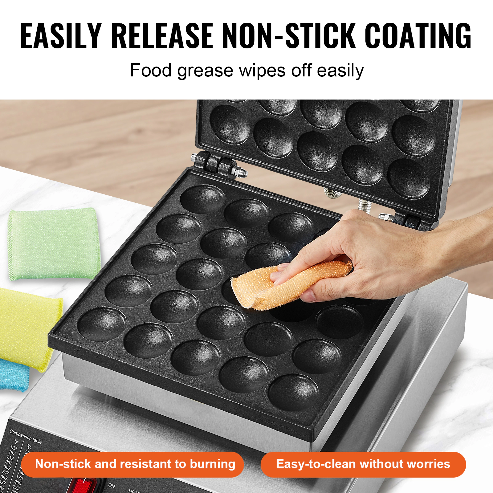HONGGE Mini Dutch Pancake Maker 43mm Diameter Dorayaki Baker Machine 1700W Commercial Electric Poffertjes Grill