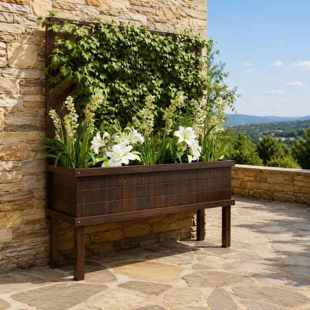 WOW PIONEER Tall Freestanding Wood Planter Box