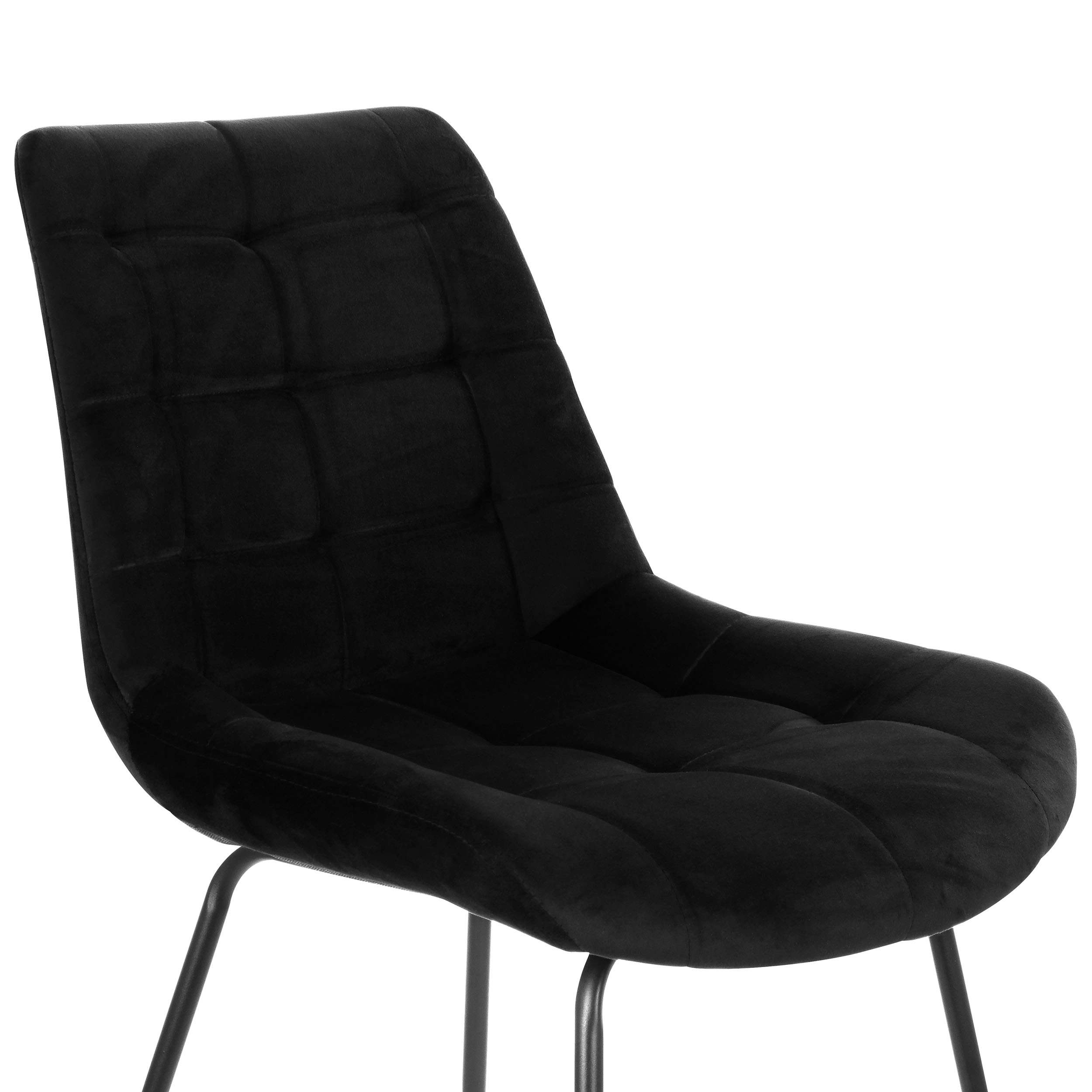 Elama 2 Piece Tufted Chair in Black with Metal Legs