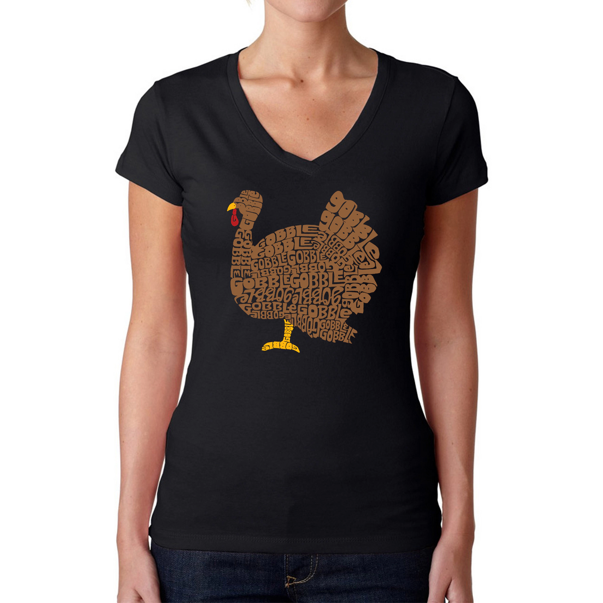LA Pop Art Womens Word V-Neck T-Shirt