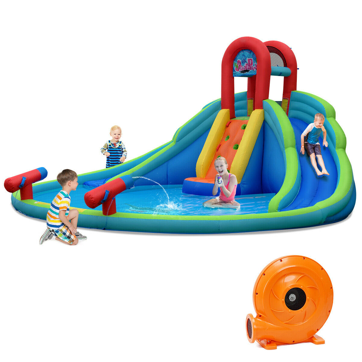 SUGIFT Inflatable Water Slide Bounce House with Mighty Splash Pool 300-lb Capacity Ages 3-10 As Picture Shows