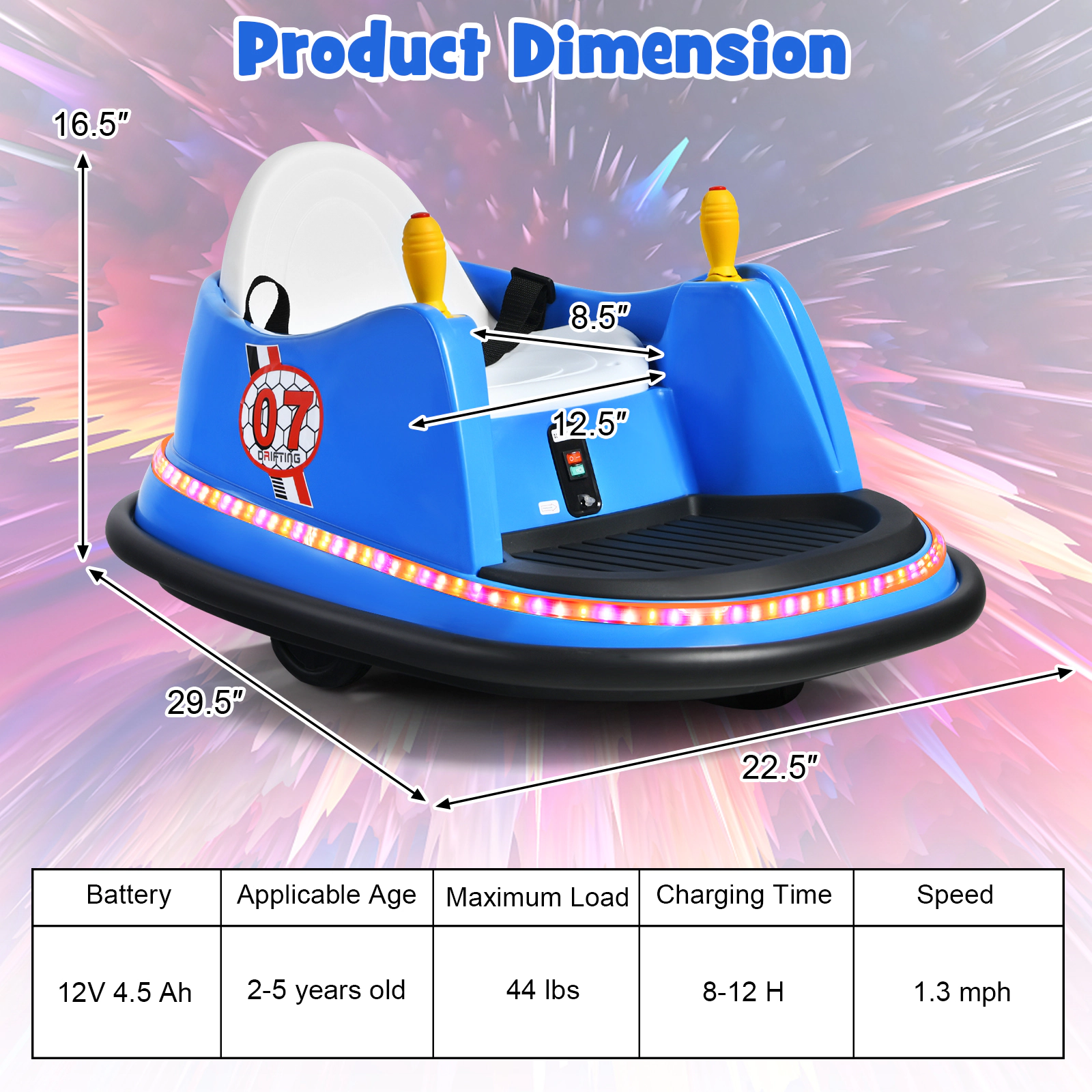 Costway 12V Vehicle 360° Spin Race Toy Kids Ride On Bumper Car w/ Remote Control Purple