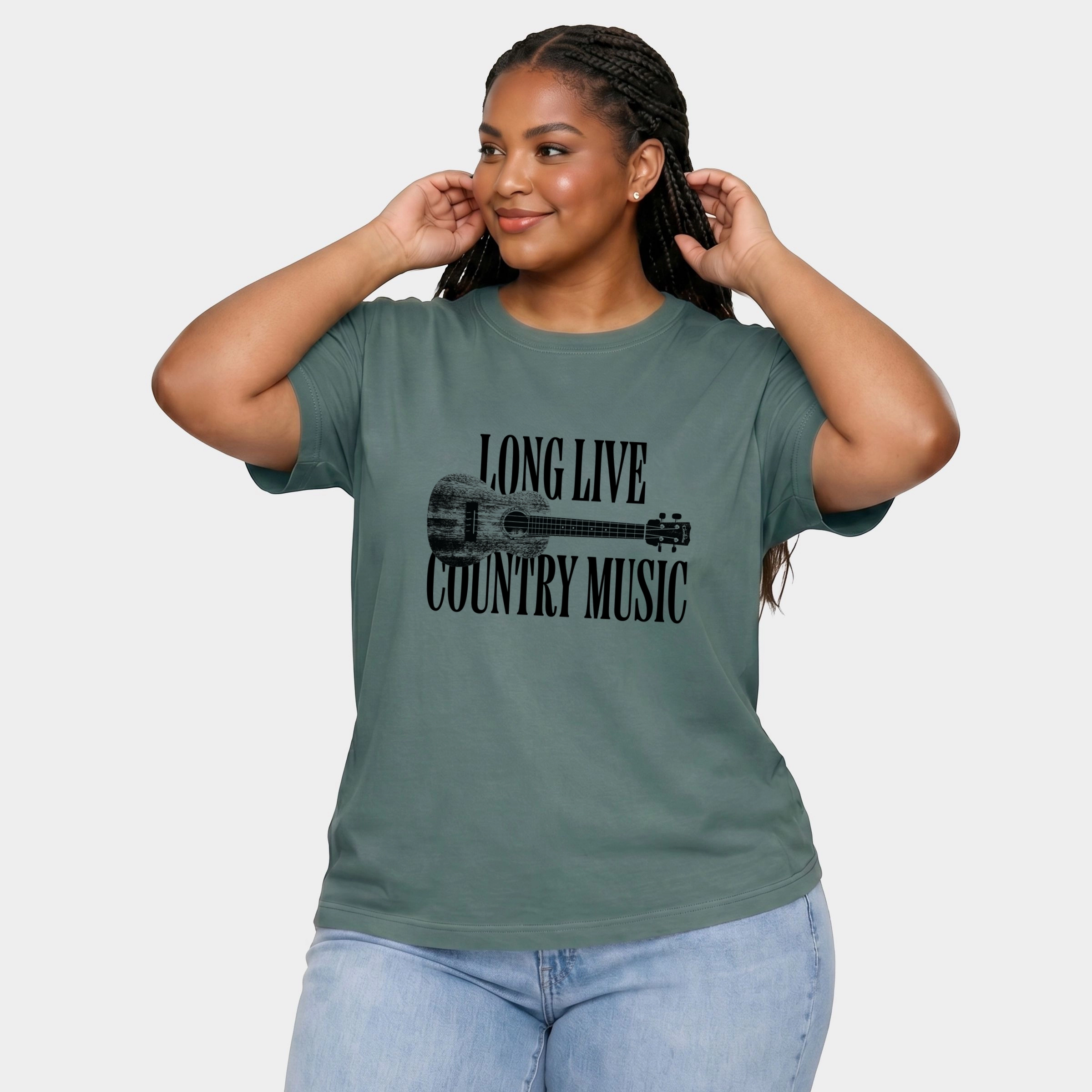 Simply Sage Market - Women's Plus Sized Garment Dyed Graphic T-Shirt Long Live Country Music