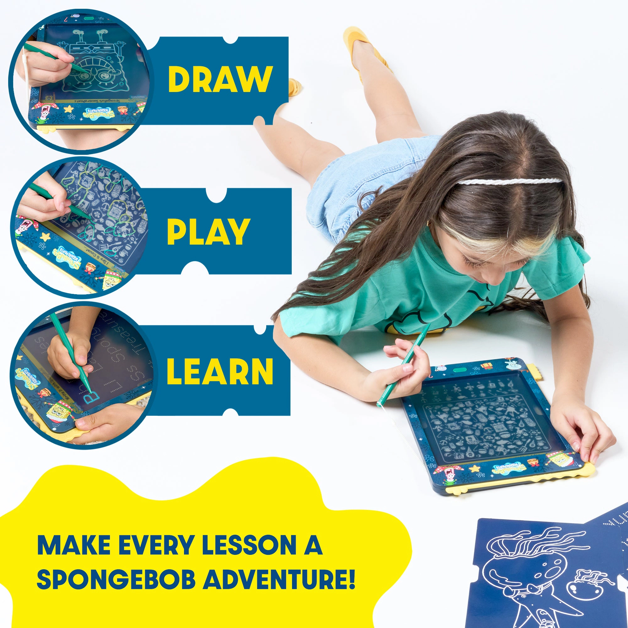 SpongeBob SquarePants Kids LCD Doodle Drawing Tablet - Christmas Krabby Edition