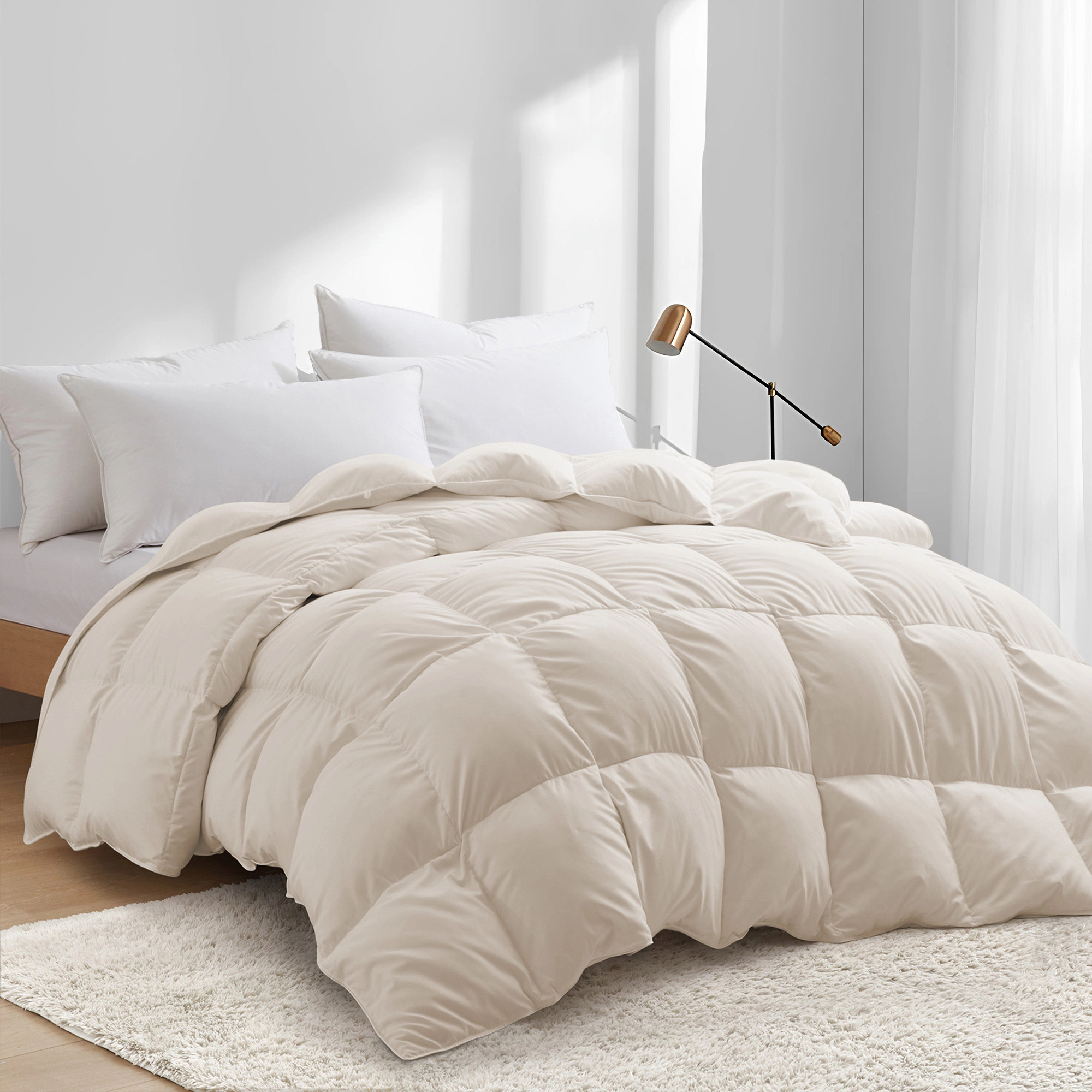 Unikome Luxurious White Heavy Weight Goose Feathers Down Comforter for Winter Weather Duvet Insert