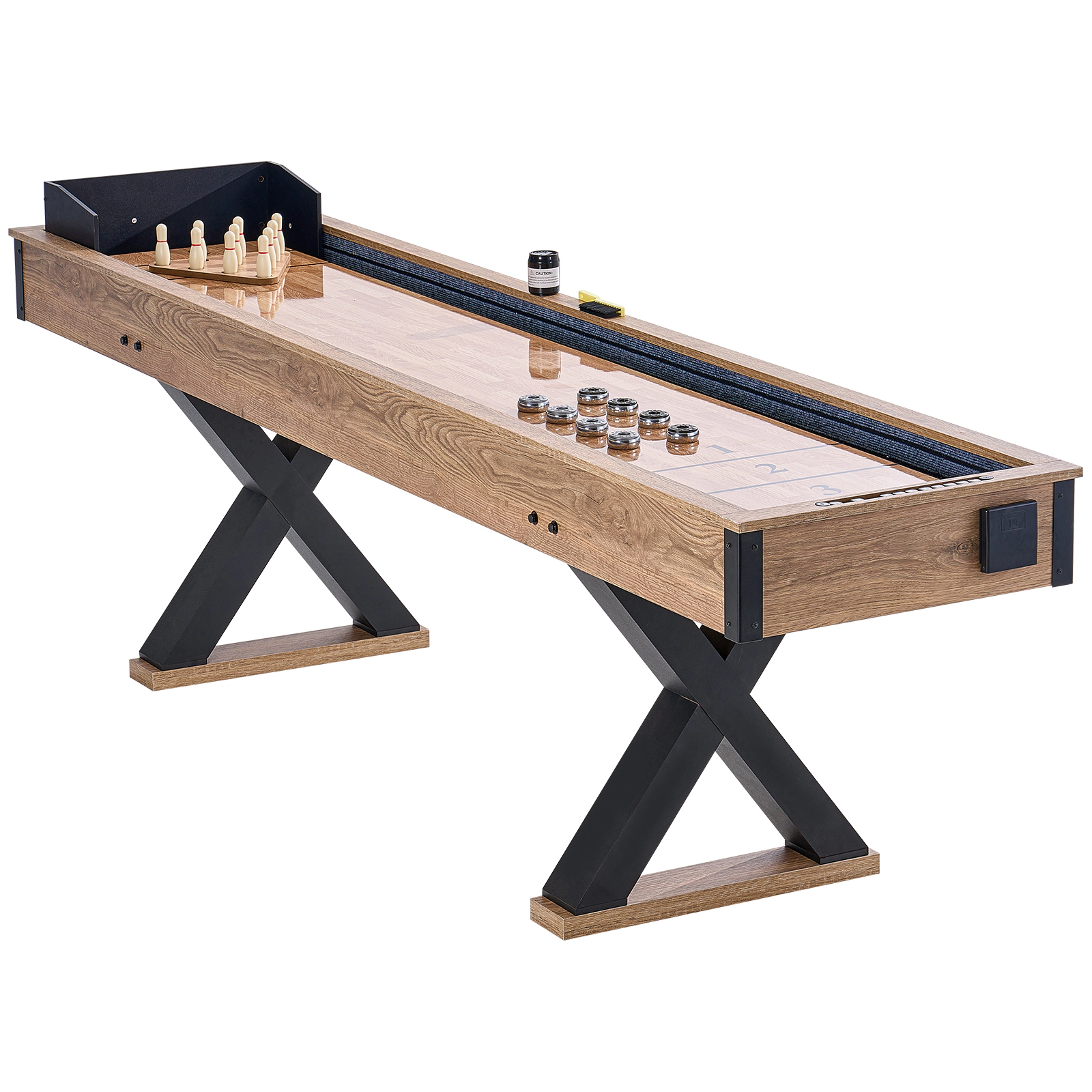 HONGGE Shuffleboard Table Shuffleboard for Family Game Rooms 2 in 1 Shuffleboard and Bowling Combo Game Set with