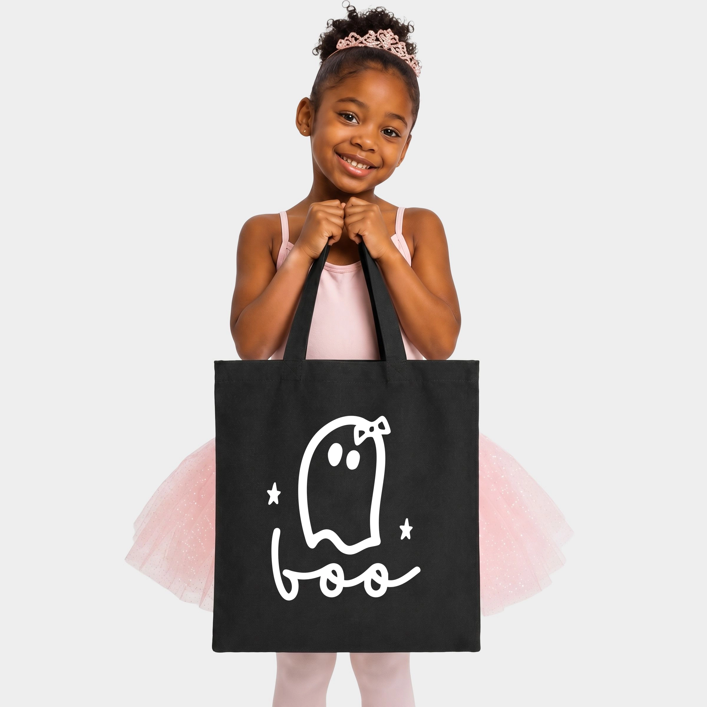 Simply Sage Market - Canvas Tote Boo Ghost Bow