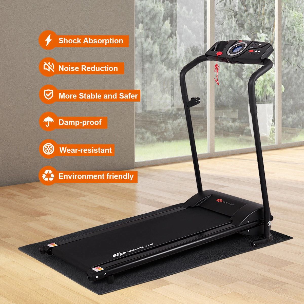 SUGIFT High-Density PVC Equipment Mat for Home and Gym Use Black