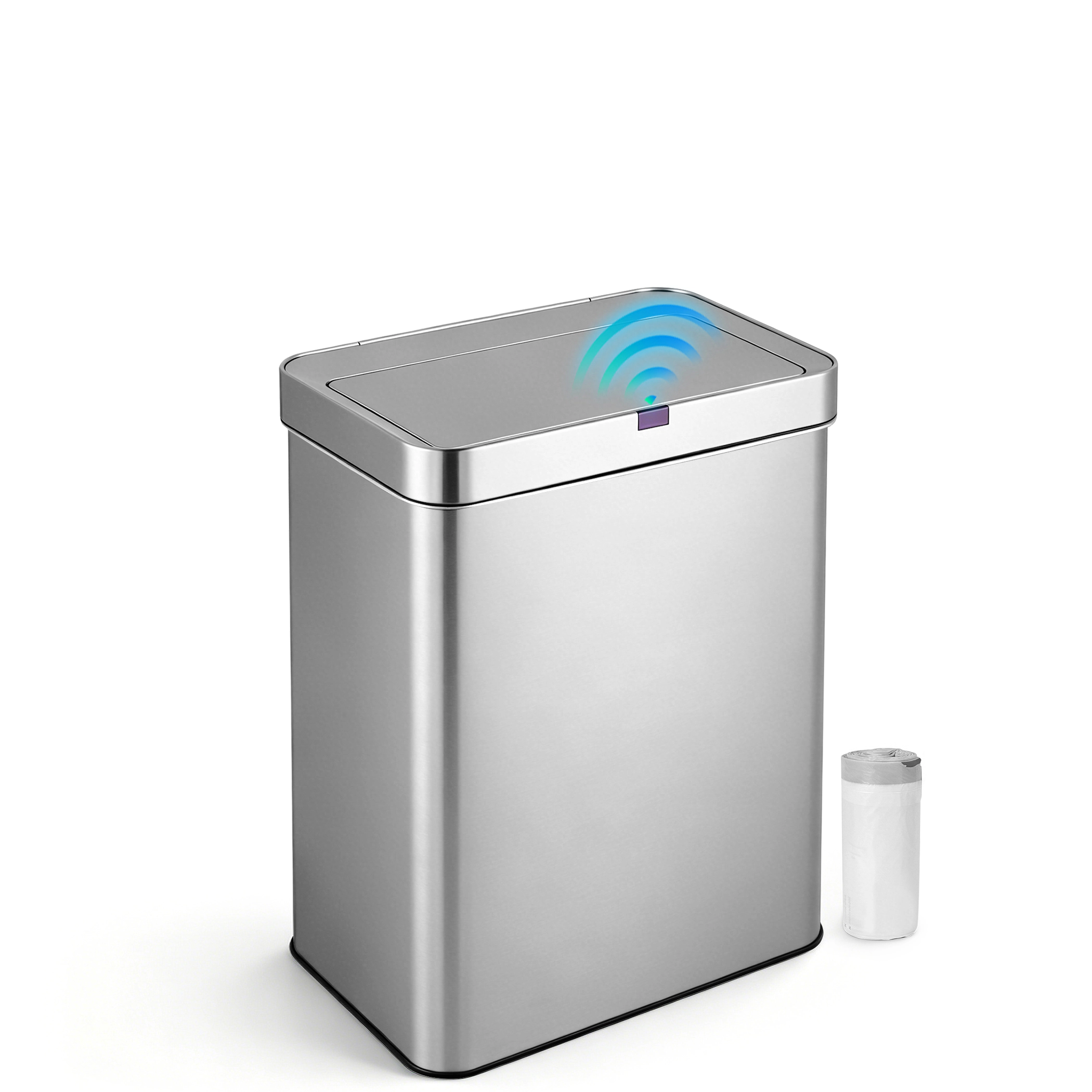 Innovaze 13 Gal. Touchless Motion Sensor Stainless Steel Kitchen Trash Can, Includes 26 Trash Bags, Silver