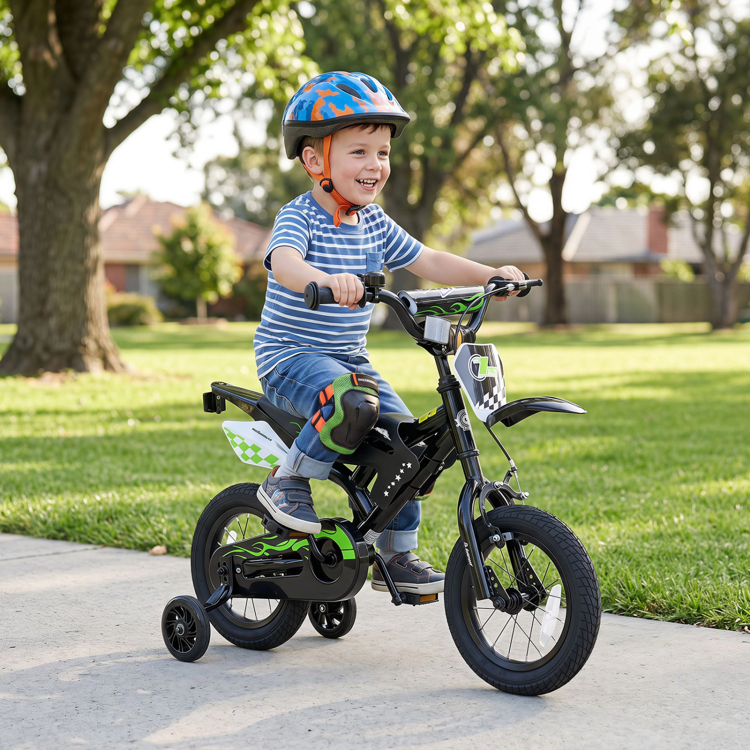 LJG 12 Inch Kids Bike Motorcycle-Inspired for Boy Girl Ages 3-4 Years