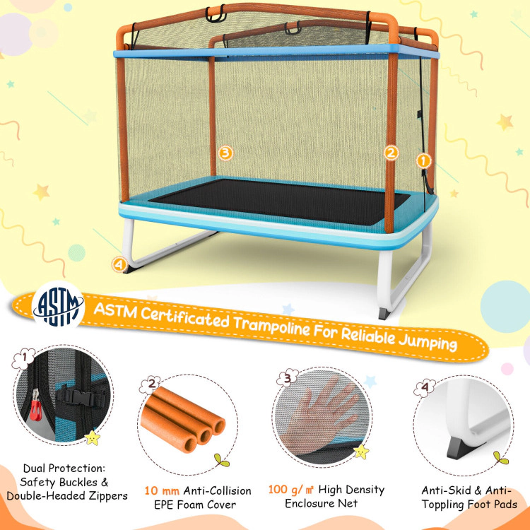 Hivvago 6 Feet Rectangle Trampoline with Swing Horizontal Bar and Safety Net
