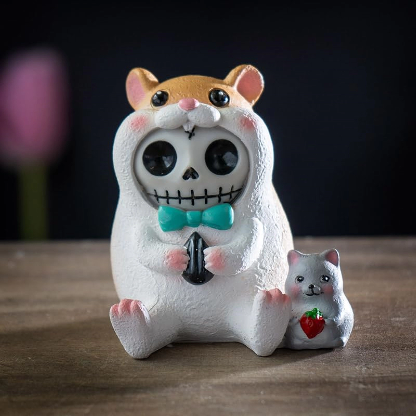Pacific Giftware Hammy Furrybones Figurine Skeleton in Adorable Hamster Costume with Tiny Mouse Friend 2.95 Tall