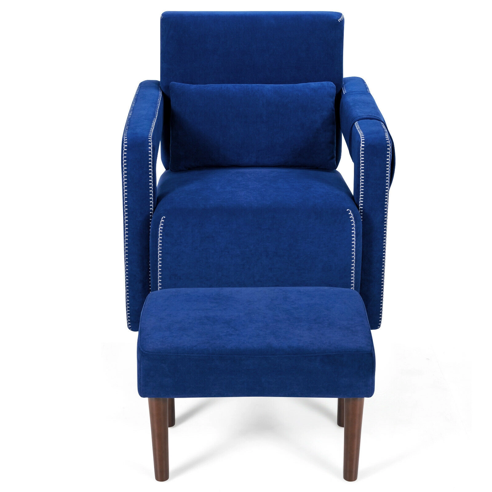 LJG Modern Berber Fleece Single Sofa Chair with Ottoman and Waist Pillow