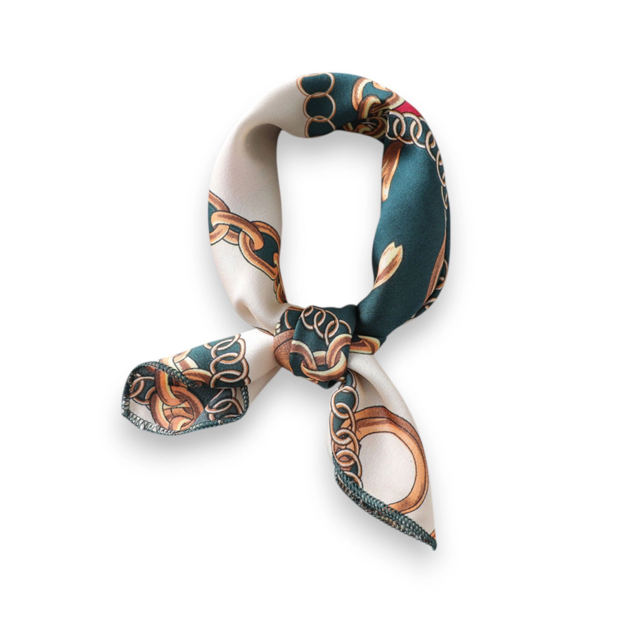 Anna-Kaci Women's Chain Print Satin Scarf with Luxury Inspired Design 20×20 Inches