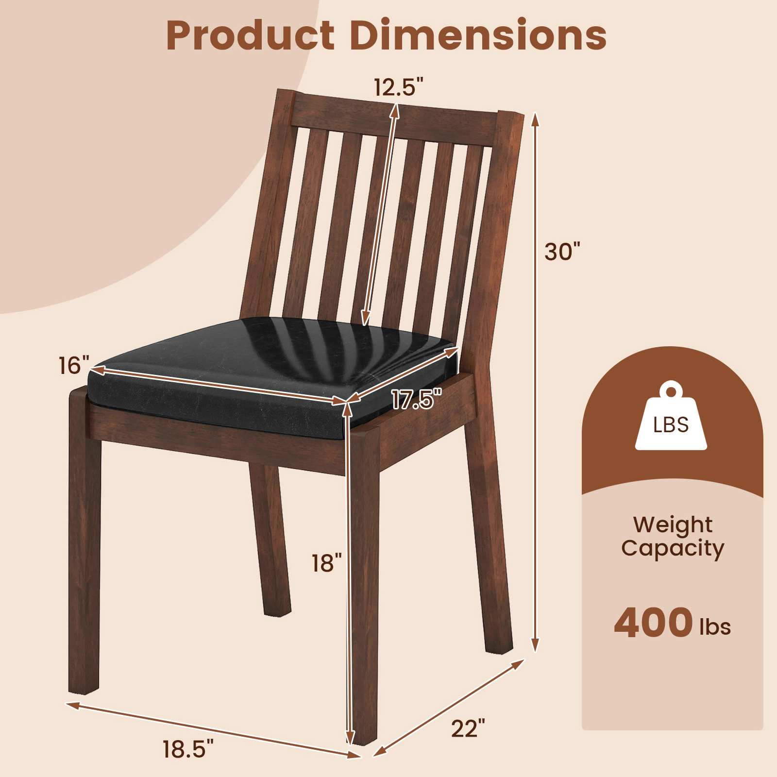 LJG PU Leather Upholstered Dining Chair with Padded Seat Set of 4