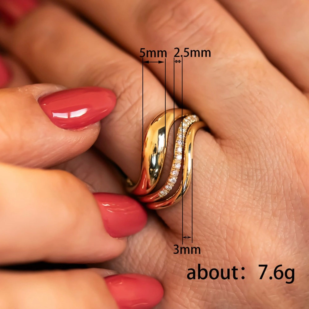 Wardrobe Whimsy Gold‑Tone Intertwined Curved Band Cubic Zirconia Stackable Ring