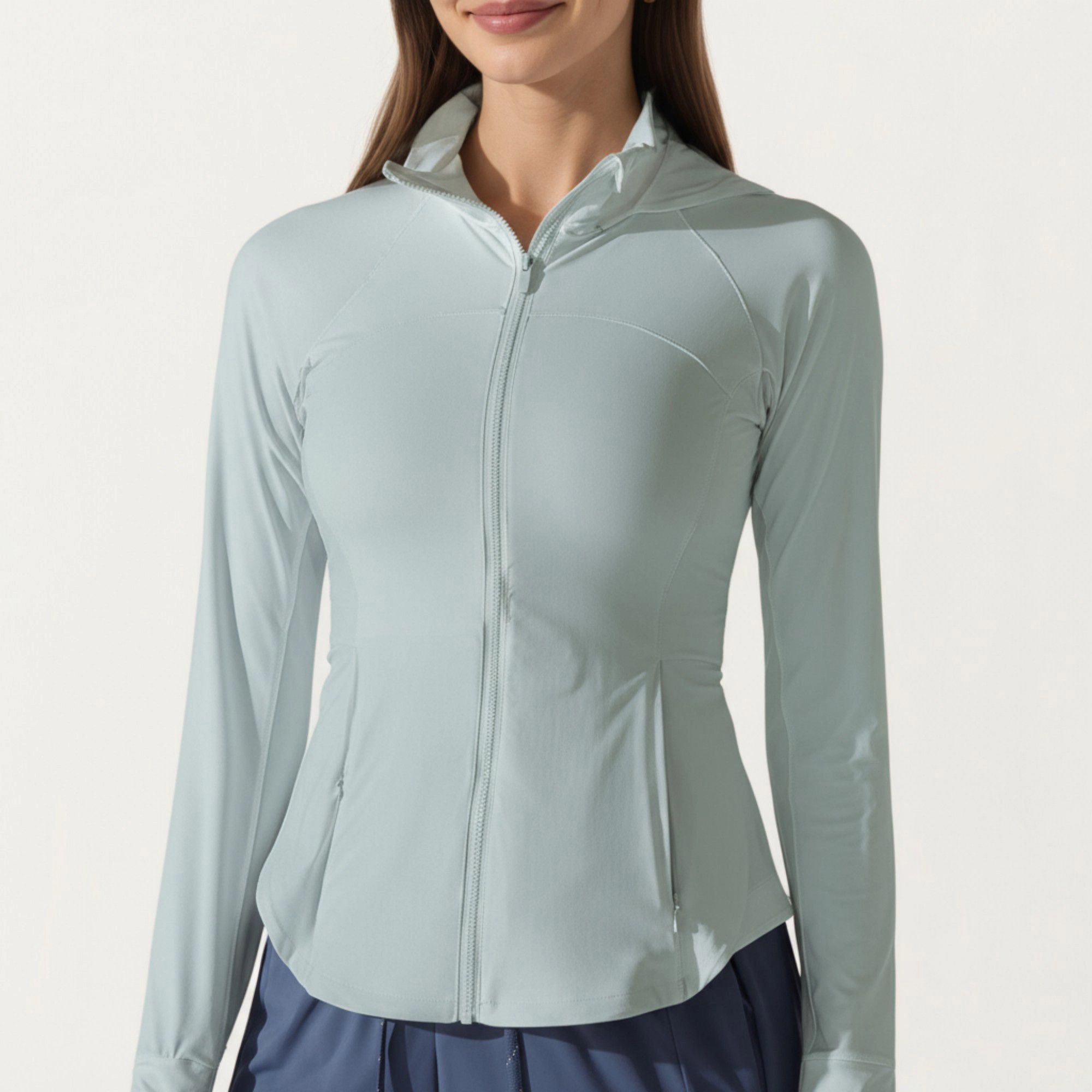Anna-Kaci Women's Full-Zip Long Sleeve Active Jacket with Fitted Silhouette and High Neck