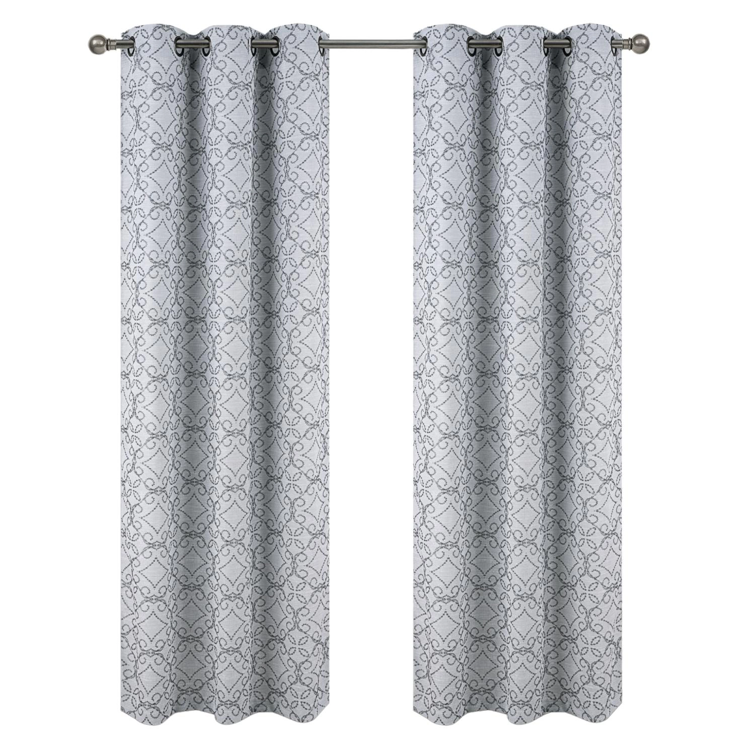 RT Designer Collection Woodbridge Jacquard Grommet Luxurious Modern Design Curtain Panel 54" x 84" Silver