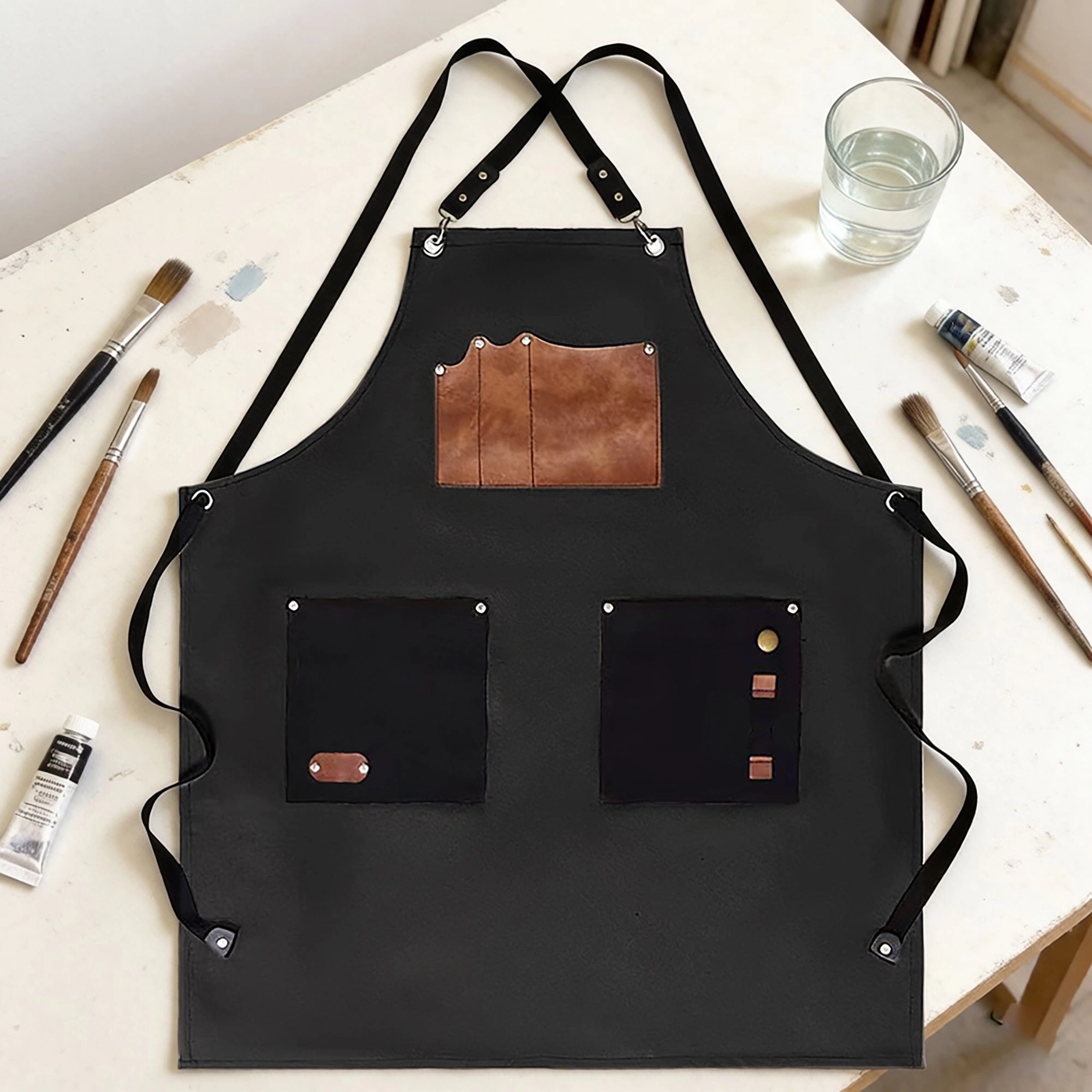 Alilang Unisex Utility Work Apron with Multi Pocket Design Full Coverage for Kitchen Studio Workshop and Home