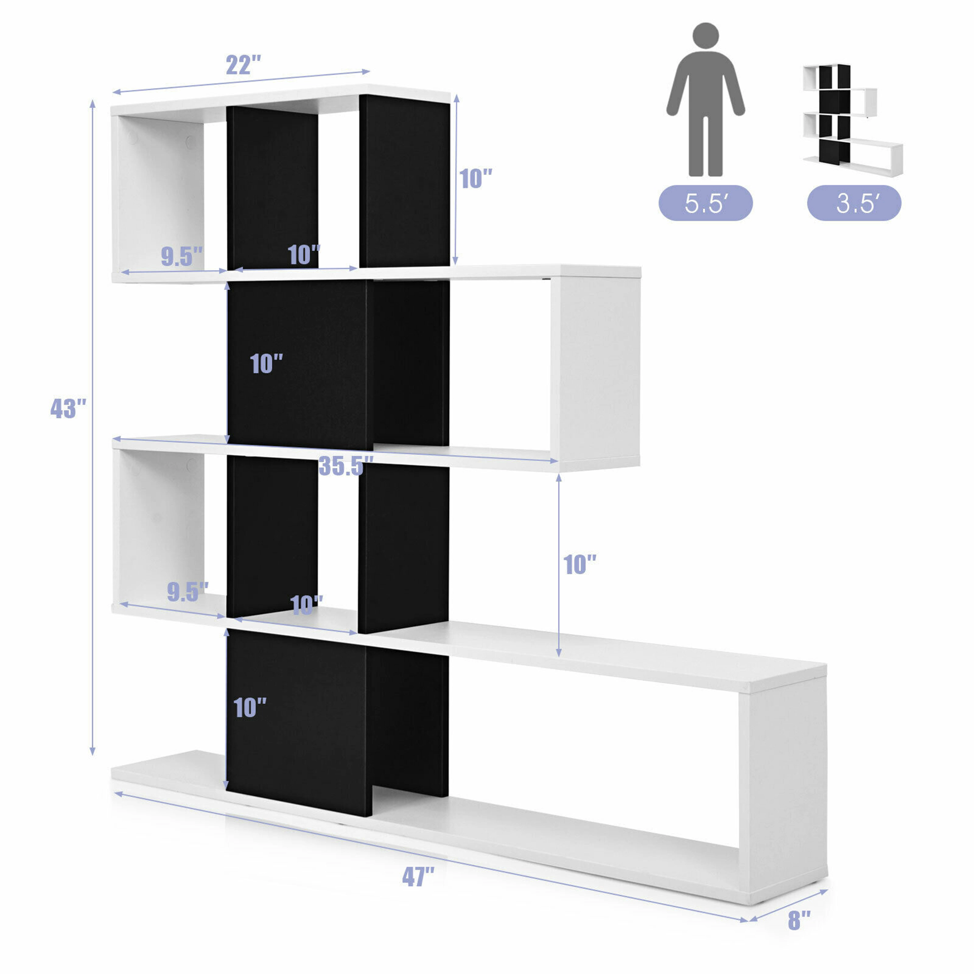 Costway 5-Tier Bookshelf Corner Ladder Bookcase Display Storage Rack