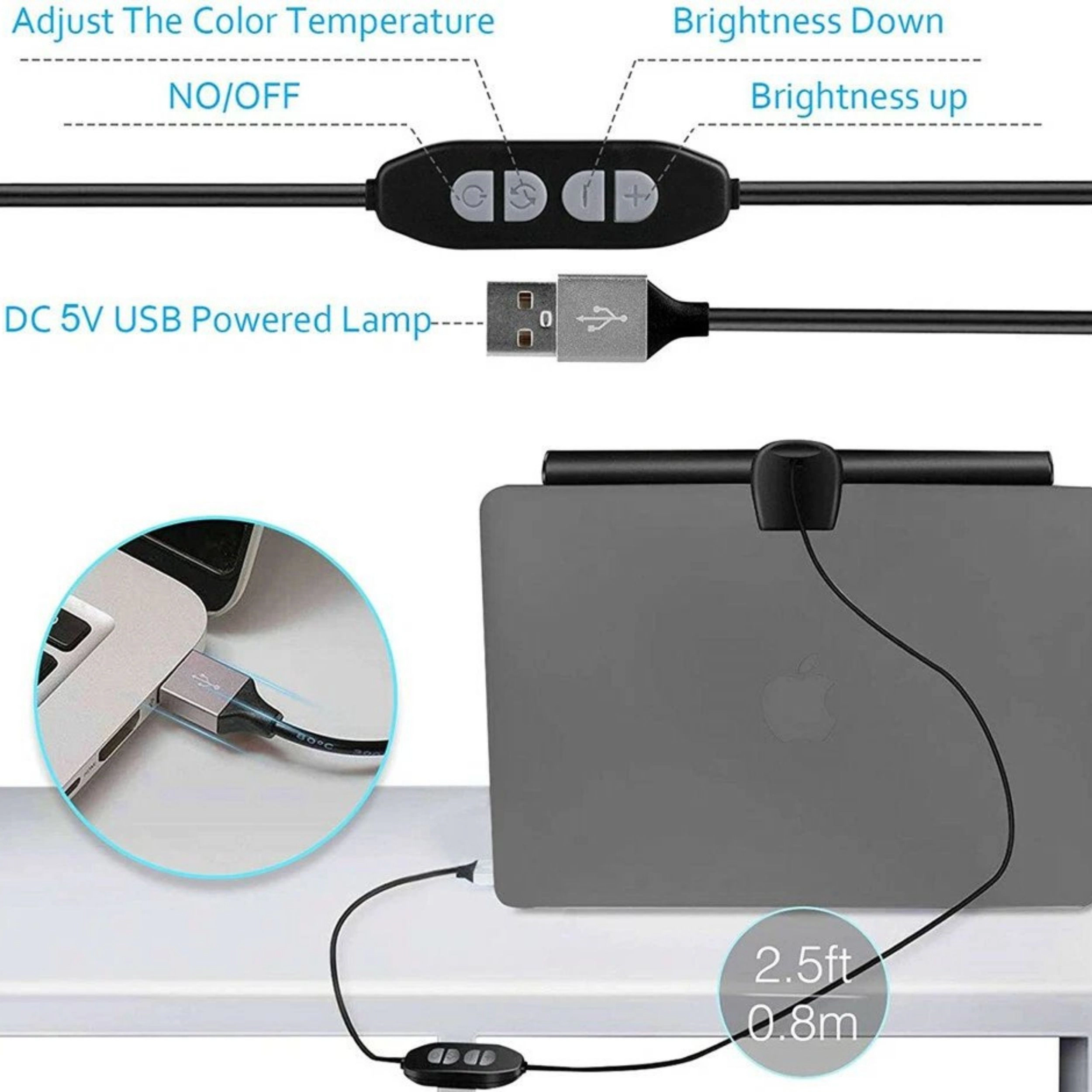 Home Collection 10.24 Inch USB LED Computer Monitor Light Bar Dimmable Desk Lamp