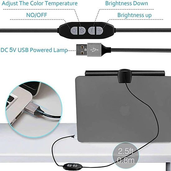 Home Collection 10.24 Inch USB LED Computer Monitor Light Bar Dimmable Desk Lamp